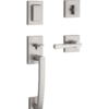 Baldwin Prestige Spyglass Single Cylinder Satin Nickel Door Handleset with Square Spyglass Door Handle Feat SmartKey Security 91800-043 - The Home Depot